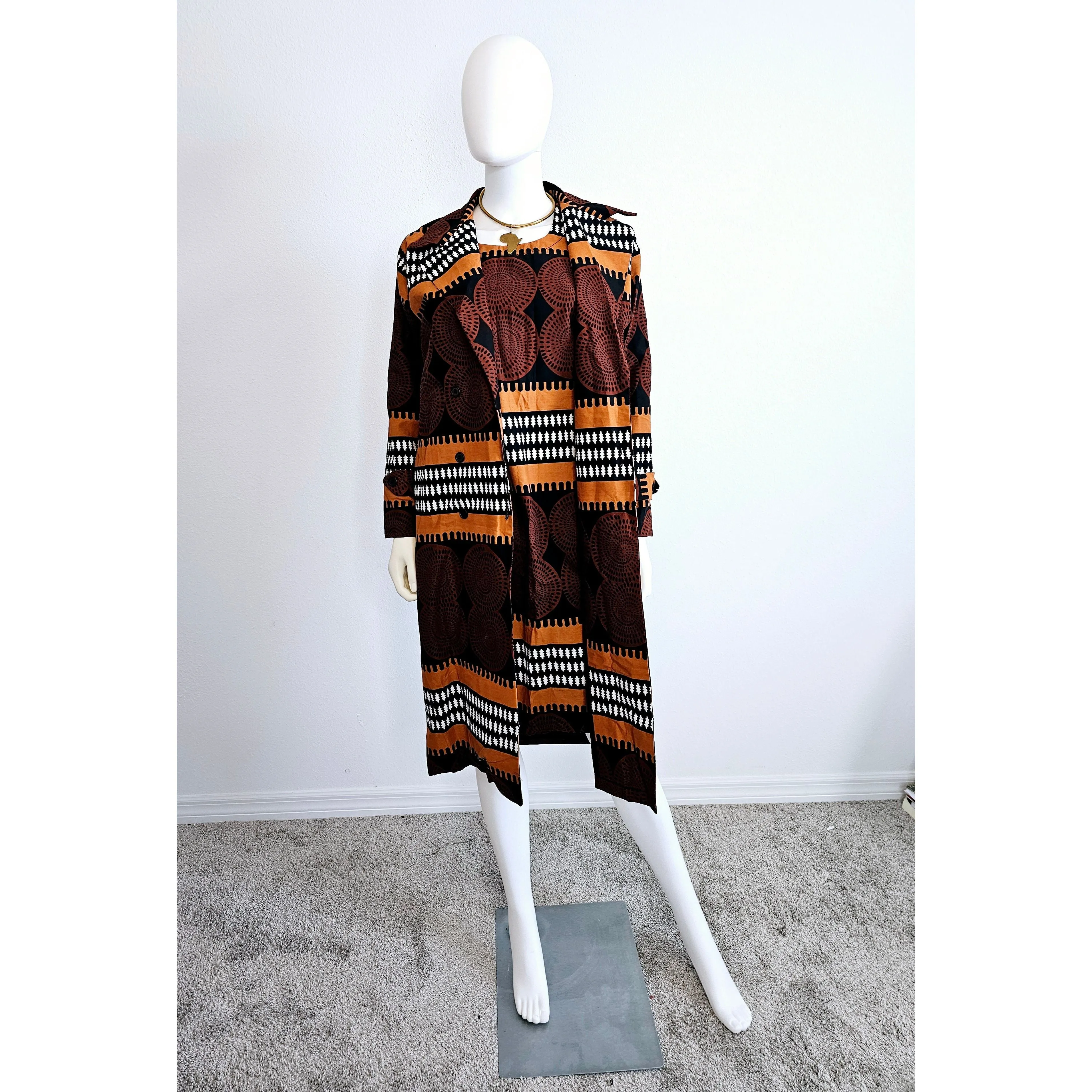 African Ankara Kitenge Two Piece Dress Suit Set - Made in Kenya