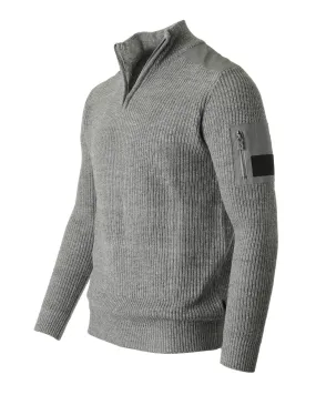 Free 3-day Shipping - ZIMEGO Mens Long Sleeve Pullover Quarter Zip Mock Neck Polo Sweater