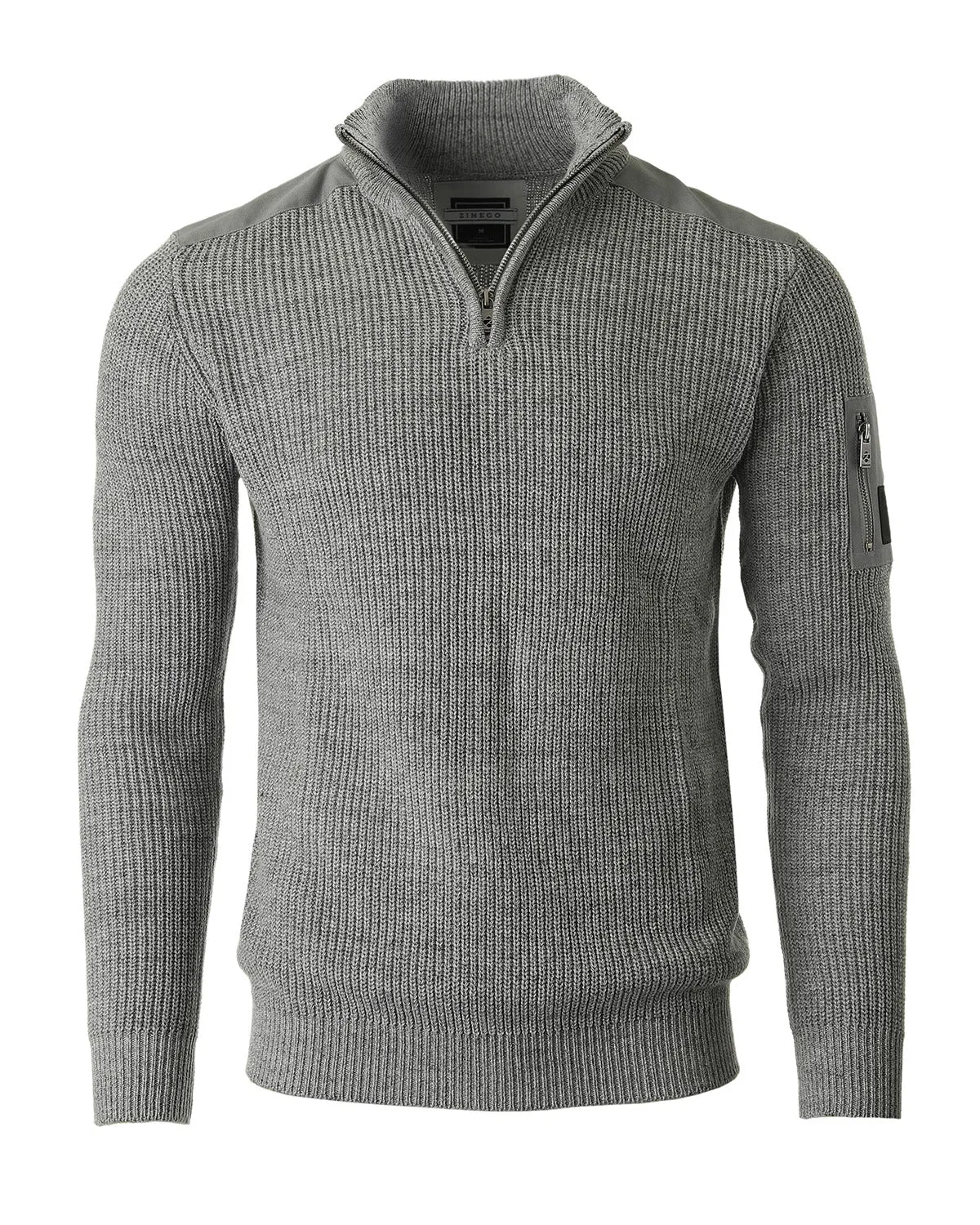 Free 3-day Shipping - ZIMEGO Mens Long Sleeve Pullover Quarter Zip Mock Neck Polo Sweater
