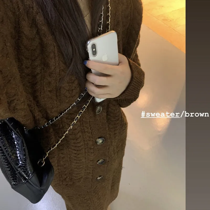 MALYBGG Cozy Two-Piece Ensemble with Oversized Sweater Coat and High-Waisted Skirt 8044LY