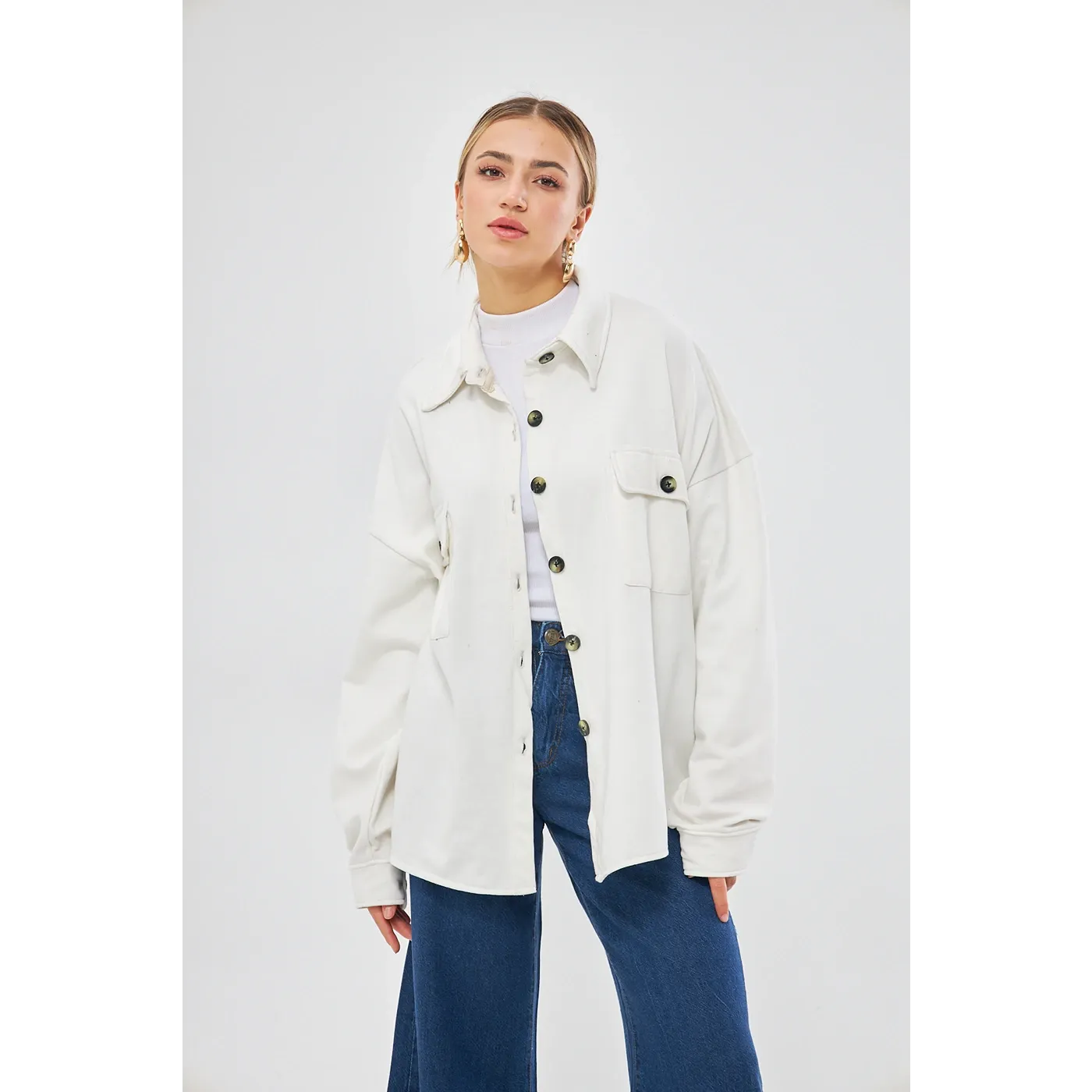 White Oversized Shacket